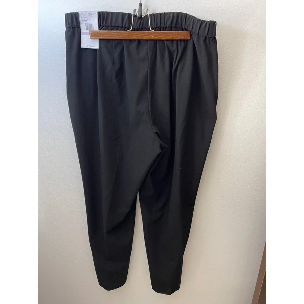 Sag Harbor Stretch Woman Black Pull On Tapered Pants Plus Size 22W New With Tags